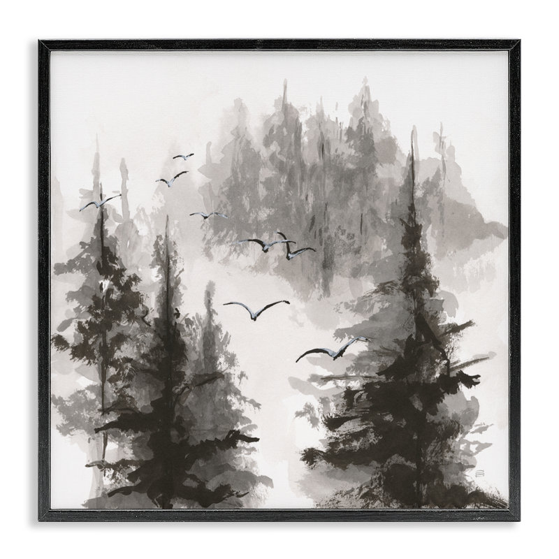 Giclée encadrée Free Flying Through Forest, design par Chris Paschke, Giclée encadrée noir minuit, H 12 po x l 12 po