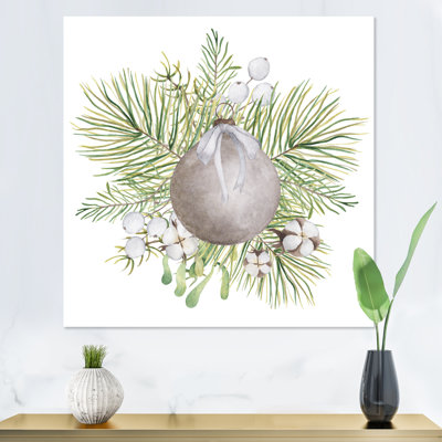 Bouquet de Noël floral avec coton, branches II - reproduction d'art sur toile traditionnelle