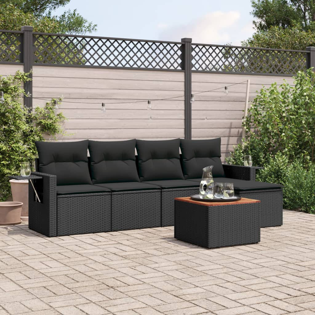 Vidaxl 6-Tlg. Garten-Sofagarnitur Mit Kissen Schwarz Poly Rattan 9