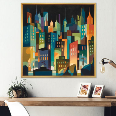 «Blue and Green Building The Cityscape», reproduction d'art sur toile