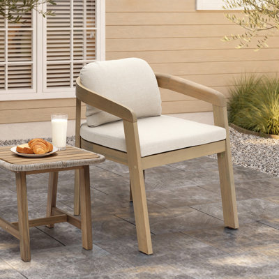 Fauteuil d'extérieur en acacia naturel 29,1 po avec coussins