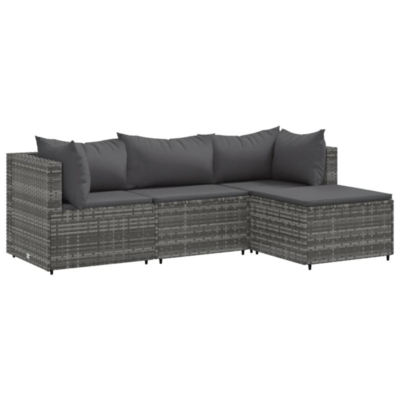 Ebern Designs Patio Lounge Set With Cushions Poly Rattan, Gray, 3, Anthracite
