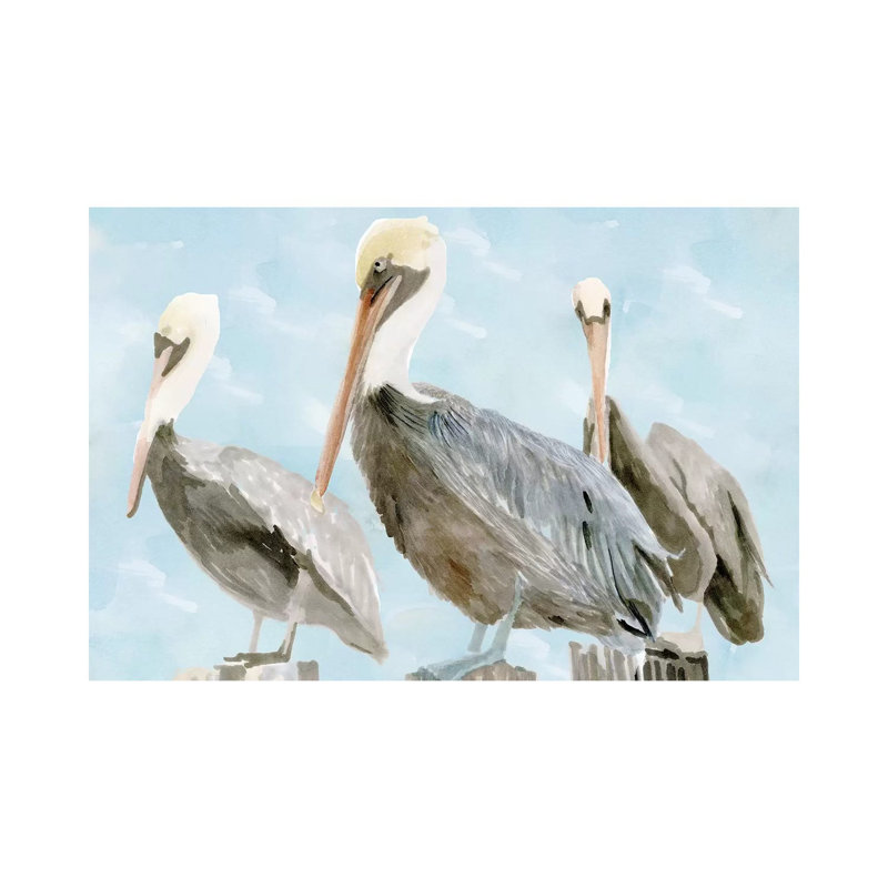 «Soft Soft Pelican III» par Stellar Design Studio - peinture sur toile tendue, H 26 po x l 40 po x P 1,5 po