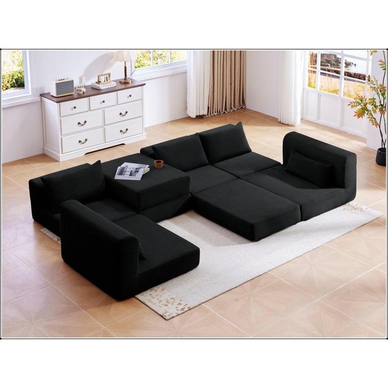 Ensemble de canapé modulaire rembourré modulaire avec configuration personnalisable et coussins moelleux pour des espaces de vie polyvalents