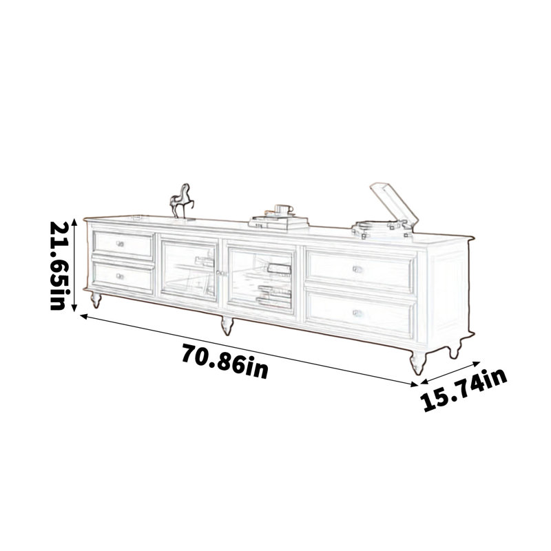 Meuble télé de style moderne, H 21,65 po x L 70,86 po x l 15,74 po