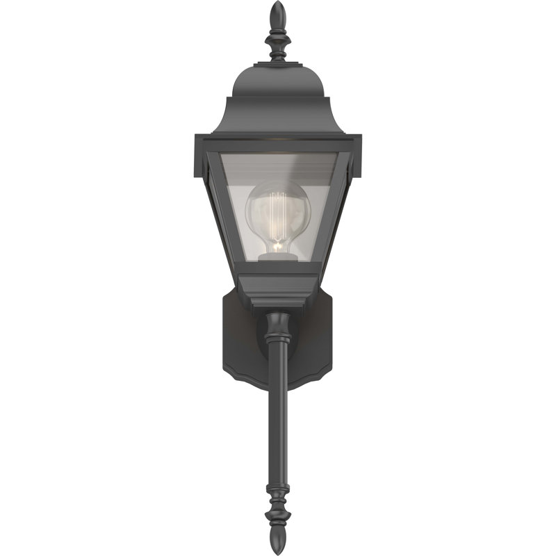 Applique murale d'extérieur 1 lumière en fonte d'aluminium noire avec verre biseauté transparent
