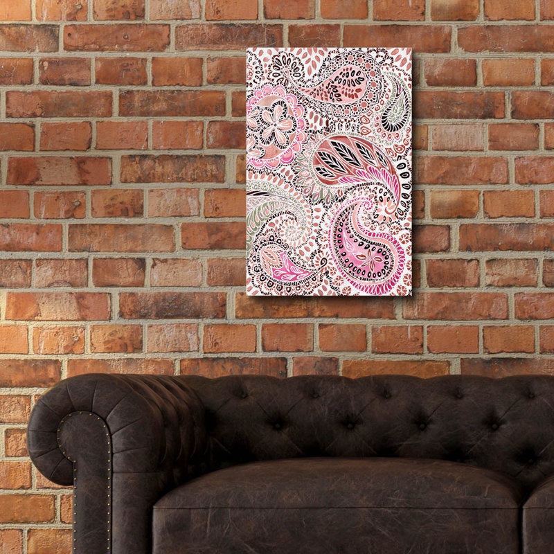 Bungalow Rose «Paisley Print 2» par Yvette St. Amant, art mural en verre acrylique, H 24 po x l 16 po x P 0,2 po