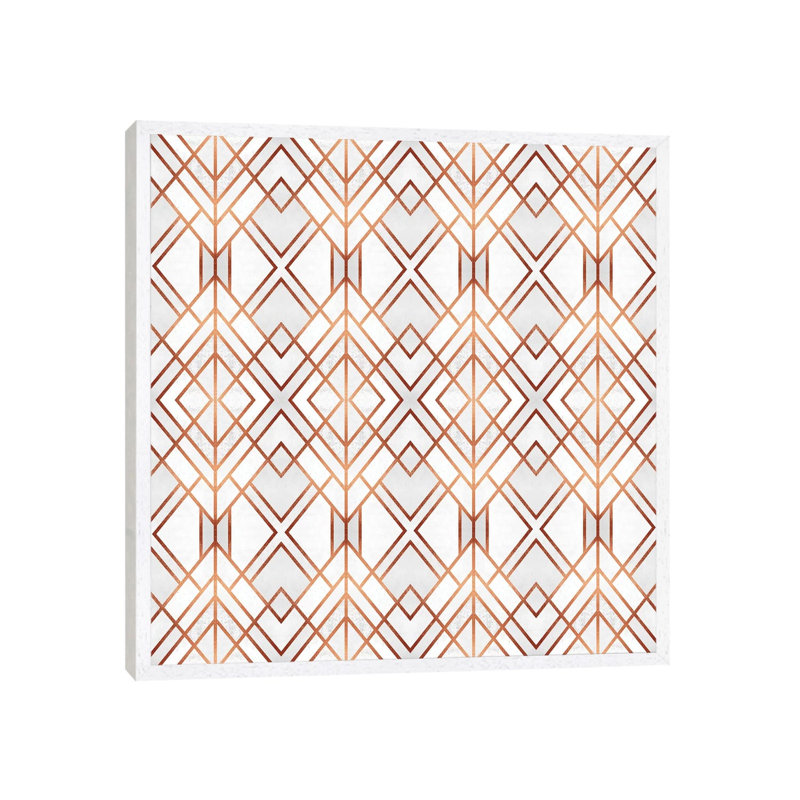 Copper Geo - Single Picture Frame Print on Canvas, 66.04 cm H x 66.04 cm W, White Framed