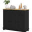 Armoire-penderie - Comptoir en bois massif, 3 tiroirs, portes, tablette ajustable noir patiné pour rangement de vêtements