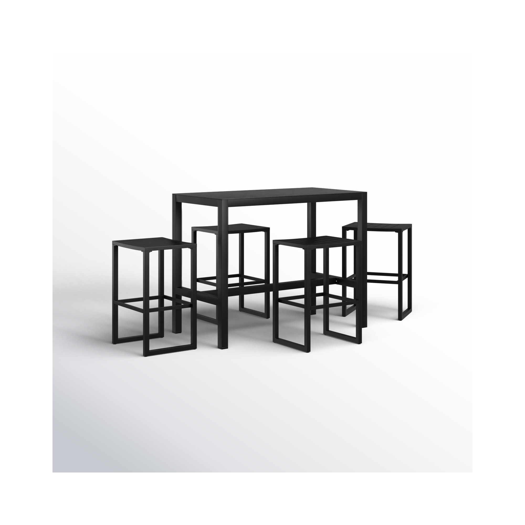 Armando 54'' Rectangular Outdoor Dining Set, 4, Black