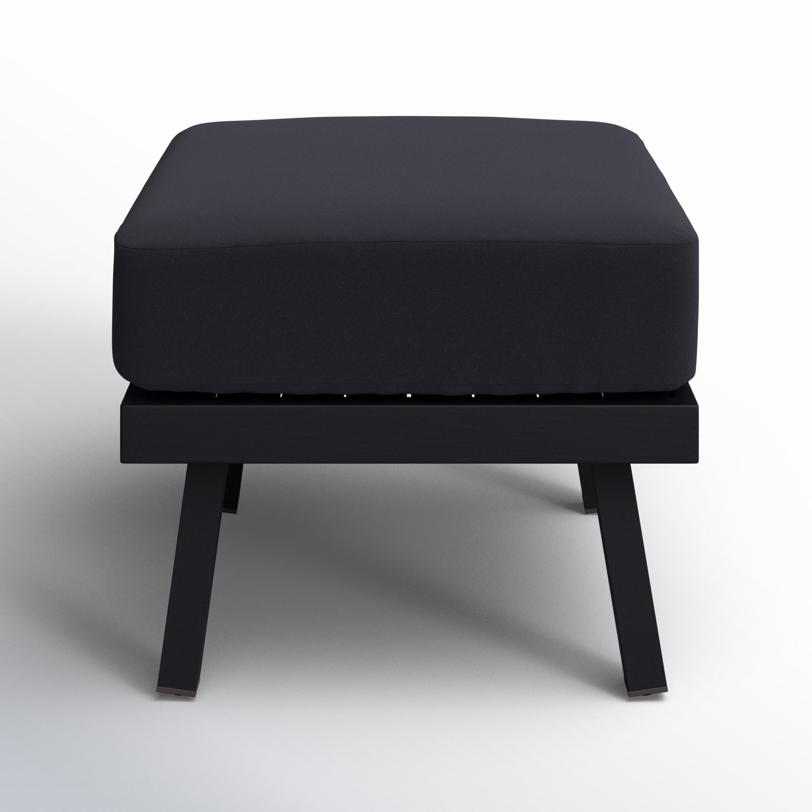 Armando Upholstered Outdoor Ottoman with Cushion, Black Sunbrella®, Black
