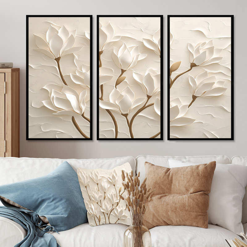 Ensemble de salon Adalbern - Magnolia, H 28 po x l 36 po, Reproduction avec cadre flottant, Noir