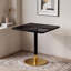 Table de salle à manger carrée en pierre frittée avec piédestal doré noir-766721933