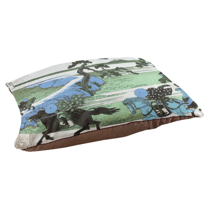 Coussin pour chien Burkki Sekiya à la rivière Sumida, Grand (l 52 po x P 42 po x H 7,1 po), Vert, bleu et gris