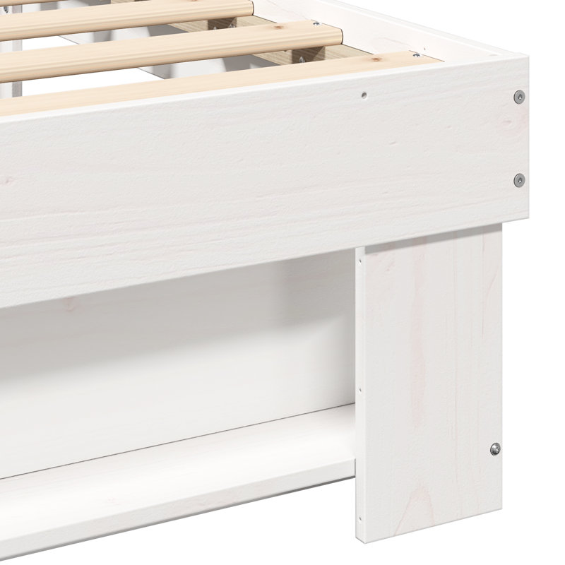Bed Frame With Headboard Solid Wood Pine, Double (4'6), White