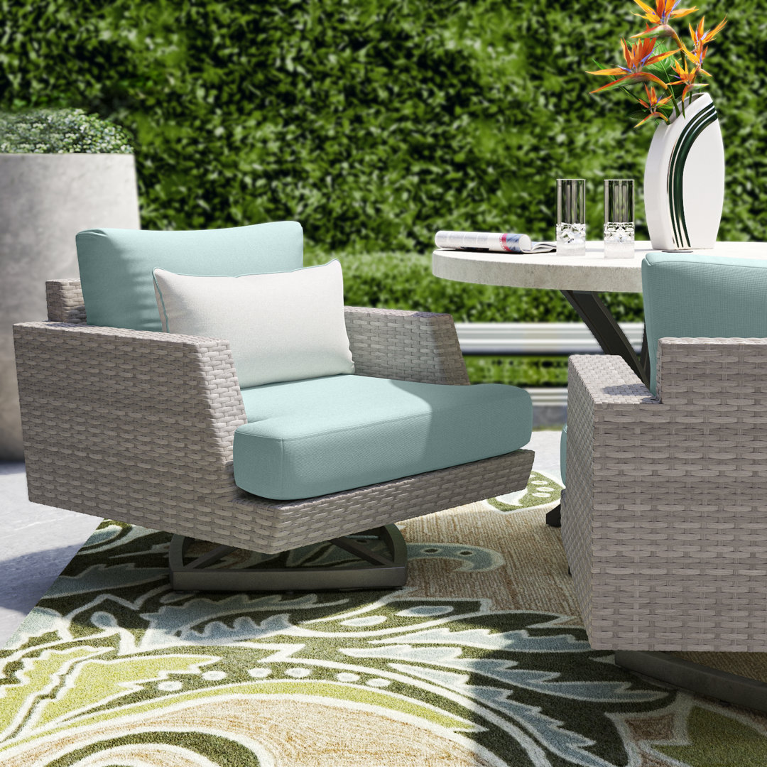 Ehrenfried Swivel Patio Chair With Sunbrella Cushion Covers (Set of 2) George Oliver Frame Color/Cushion