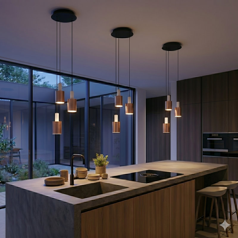 Essoura 3 - Light Cluster Pendant, White/Copper