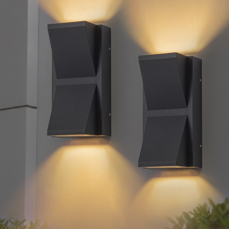 2-Light Black Aluminum Outdoor Wall Light(2-Pack)
