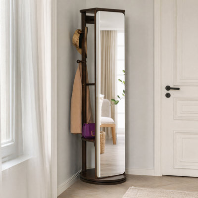 Portemanteau en bois massif pleine grandeur avec porte et miroir