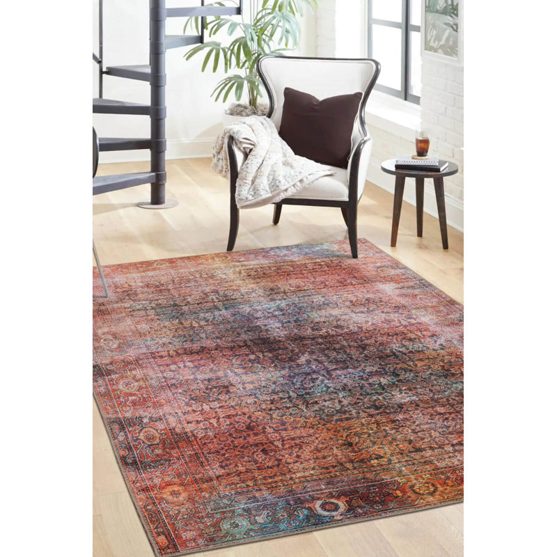 Tapis décoratif brun à motif oriental rétro, Tapis de couloir 2 pi 6 po x 9 pi 11 po