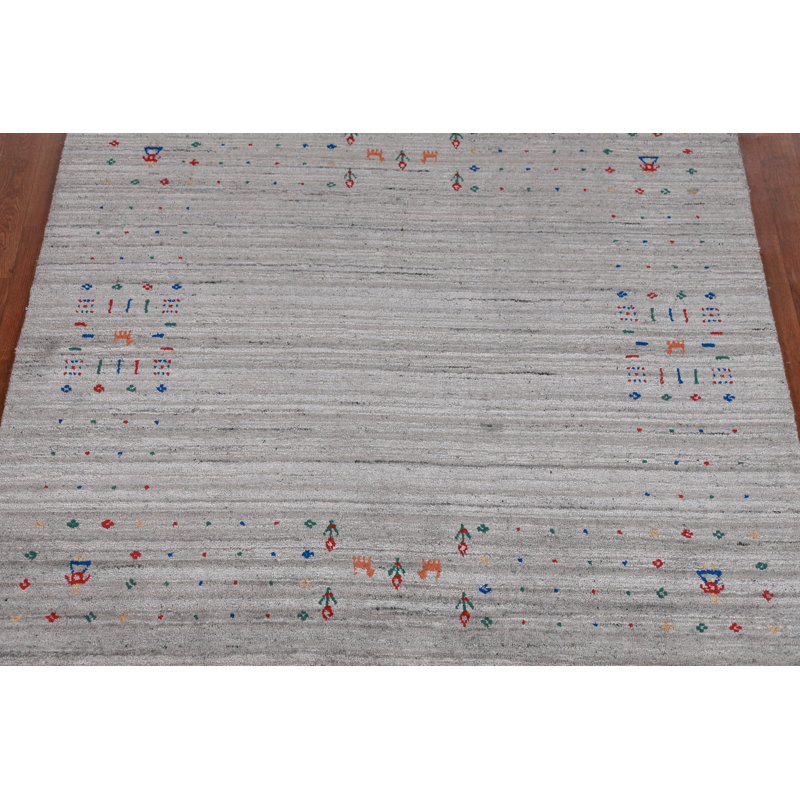 Handmade Gray Gabbeh Indian Square Rug 5x5
