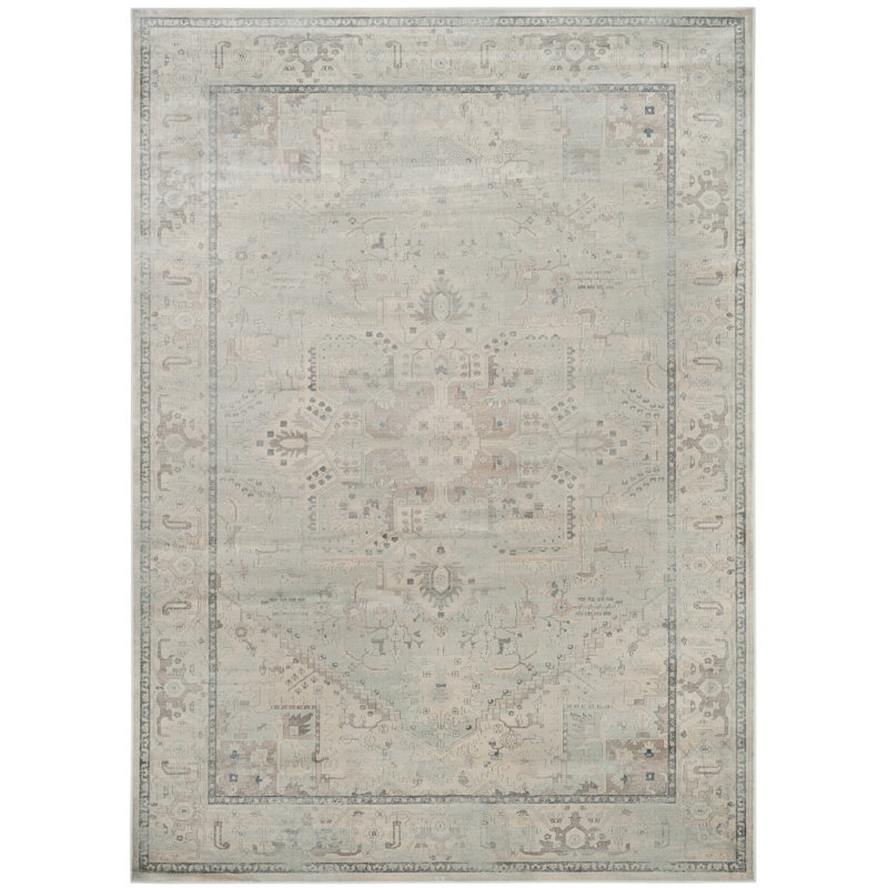 Tapis oriental bleu clair Evanoff, Rectangle 5 pi 3 po x 7 pi 6 po