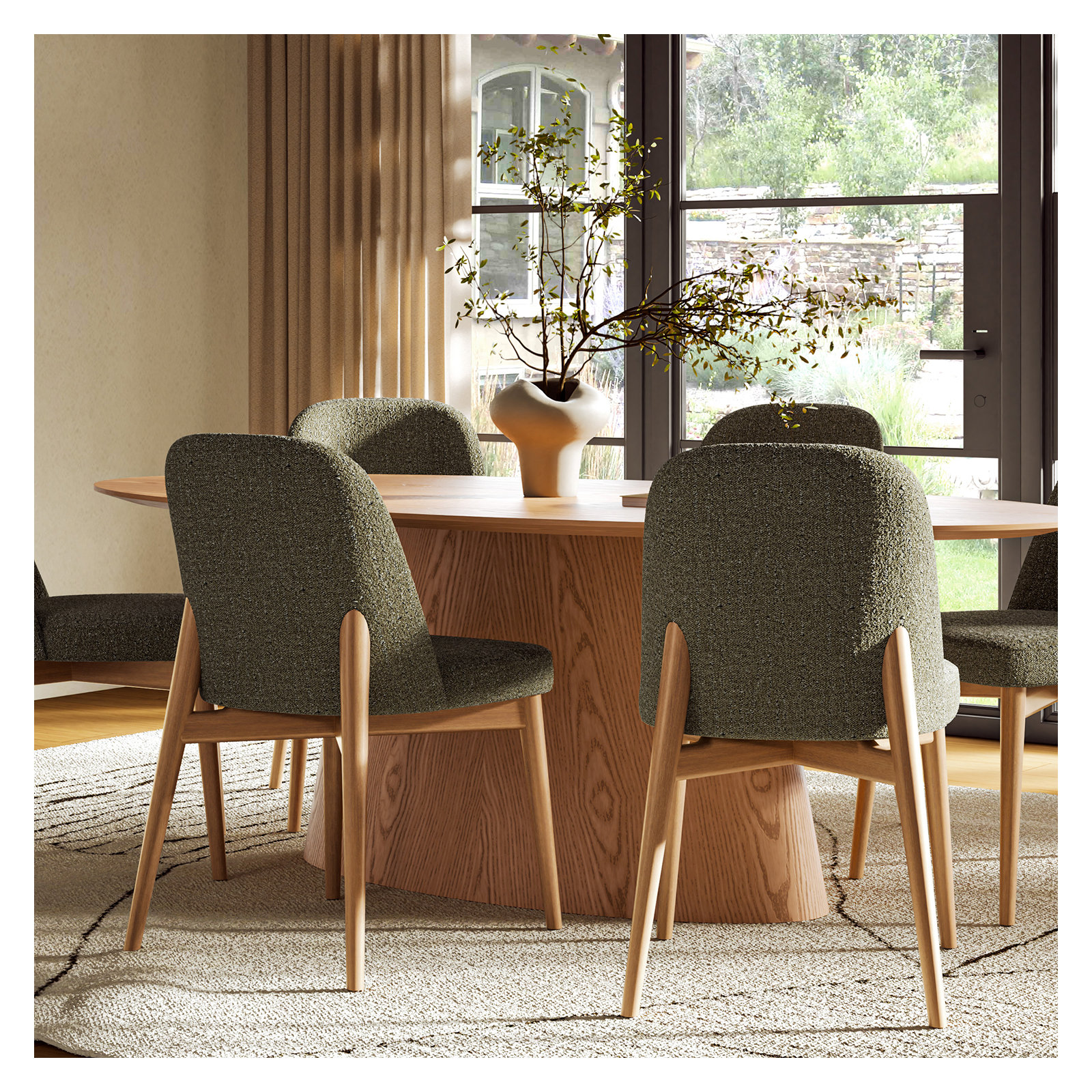 Nisrine 86" Oval Dining Table, Natural