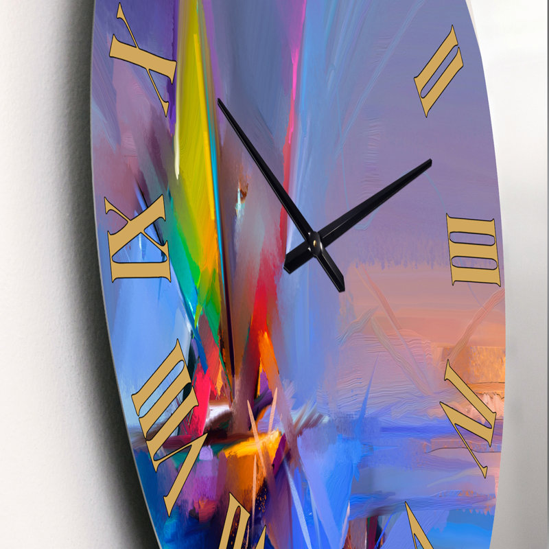 Abstrait paysage marin coloré I - horloge murale moderne, Moyen