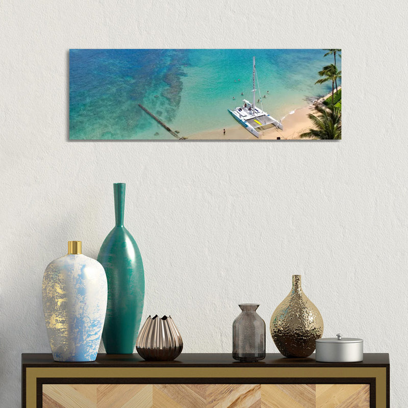 Honolulu Skyline Cityscape - Wrapped Canvas Panoramic Print, 30.48 cm H x 91.44 cm W x 1.91 cm D