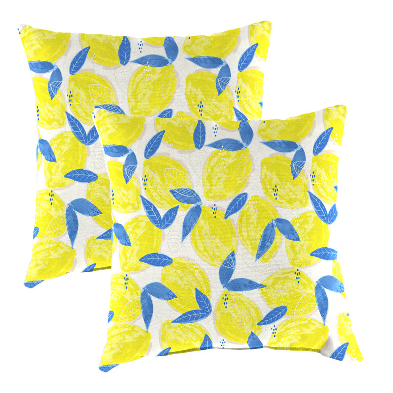 Sunbrella Outdoor Throw Pillow, Blue/Damask