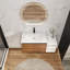 Meuble-lavabo mural avec lavabo en résine, tablette de rangement, portes à fermeture en douceur-870292553
