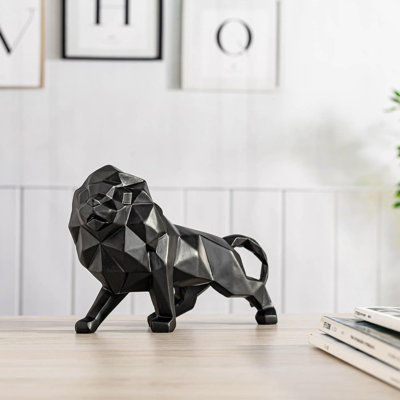 6.3" Black Lion Figurine - Modern Home Decor Gift for Men