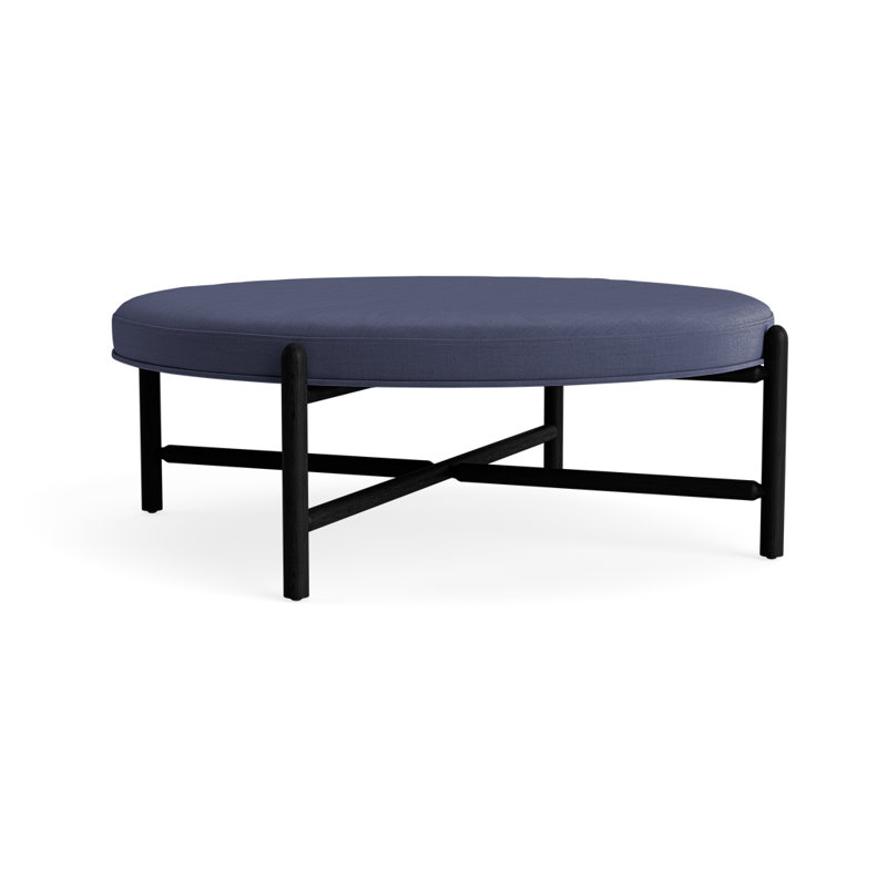Vane 48" Round Ottoman, Navy, Black