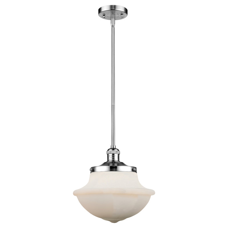 Luminaire suspendu simple à 1 lumière Baptiste, Chrome poli, Blanc mat