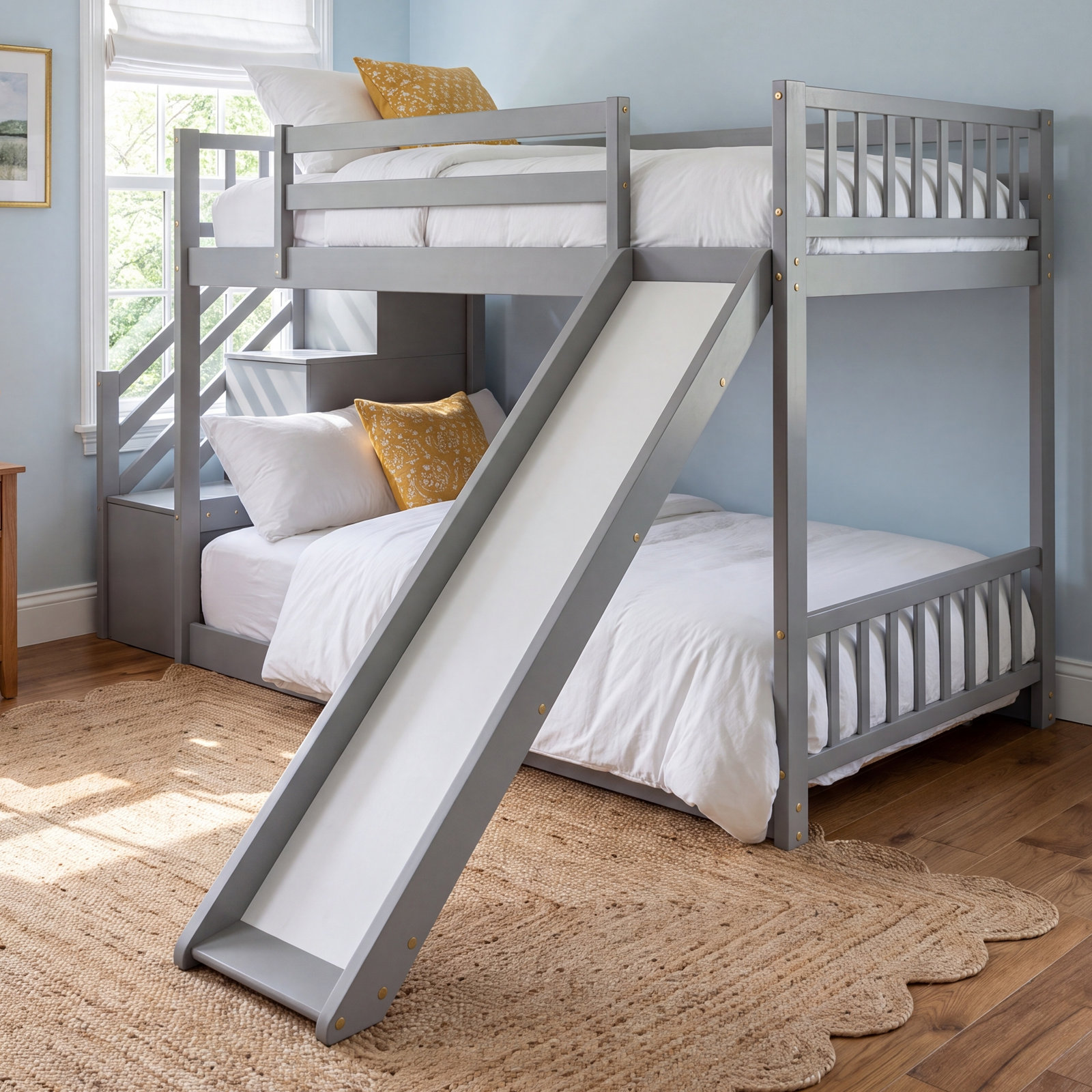 Ventura Twin Over Twin Bunk Bed, Gray