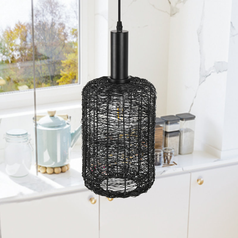 Luminaire suspendu 1 lumière avec abat-jour pour îlot de cuisine, salle à manger et chambre à coucher