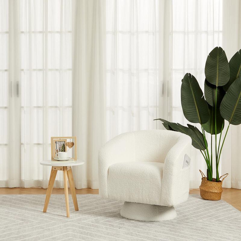 Fauteuil d'appoint pivotant à 360 °, Boucle blanc