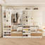 Armoire-penderie pleine grandeur à miroir, armoires modernes avec supports à chaussures, rangement ouvert pour garde-robe, 2 portes et 3 tiroirs pour la chambre à coucher