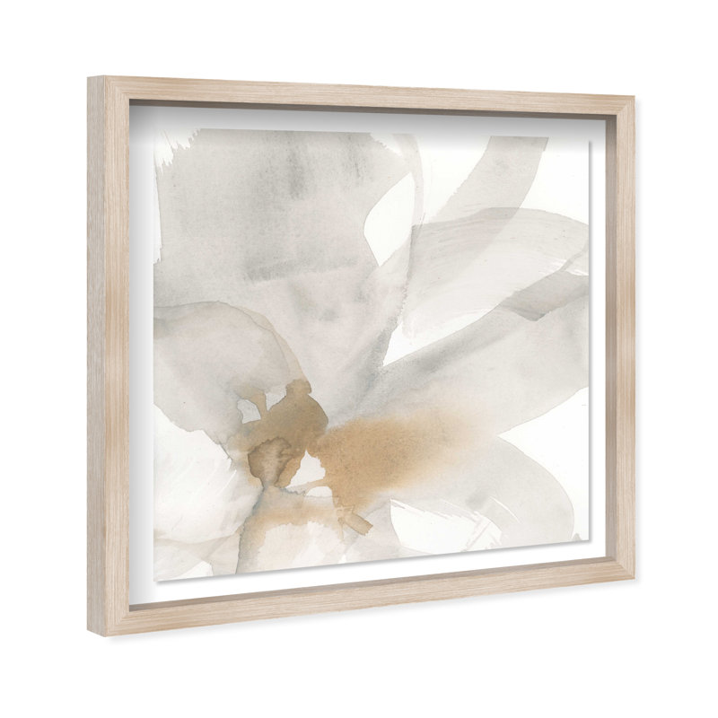 Neutral Flow I Shadowbox Abstract Print by Oliver Gal, Black Frame, 12 x 12, 21.5"H x 21.5"W, Natural Oak Frame