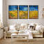 «Golden Harvest Rich Wheat Fields Under Swirling Skies Nature Wilderness Illustration Decor», 3 pièces-98249581-98249579