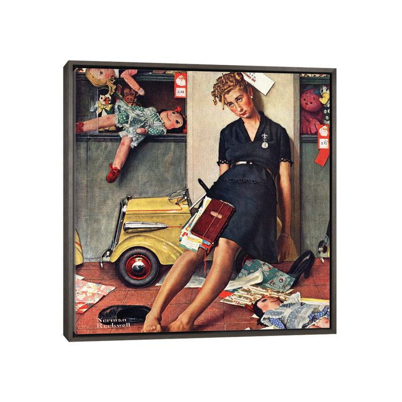 «Santa's Helper», reproduction d'art sur toile encadrée, H 18 po x l 18 po, Impression encadrée sans passe-partout, Gris