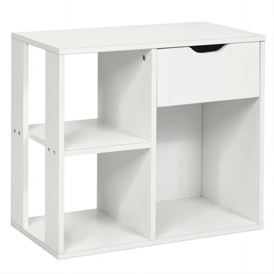 Armi 3-Tier Side Table with Storage Shelf and Drawer 