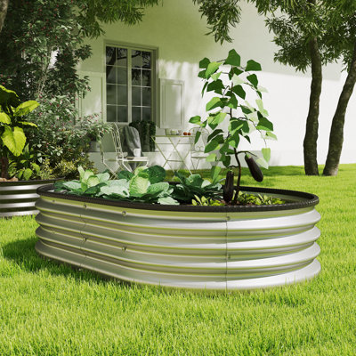 Lit de jardin surélevé galvanisé 5 x 3 x 1 pi, argent