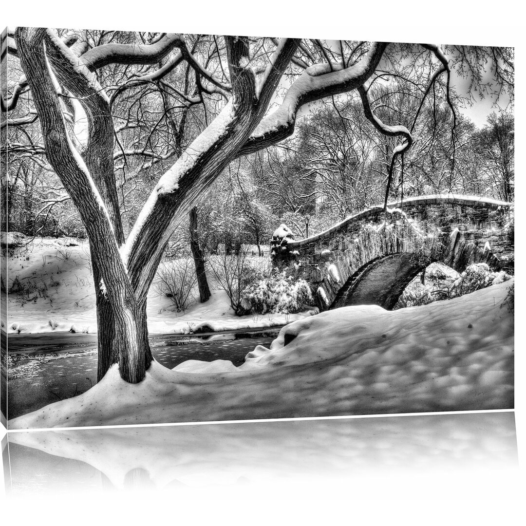 Leinwandbild Central Park New York in Monochrom