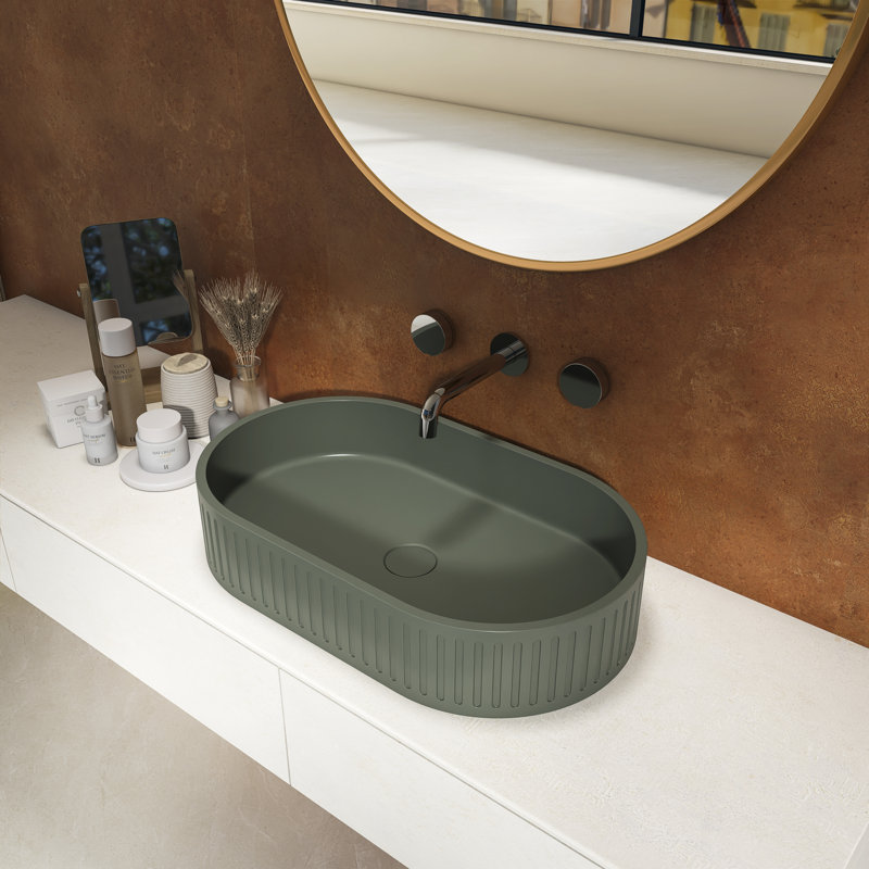 Lavabo vasque ovale moderne en béton 23,6 po Loxley (évier seulement)