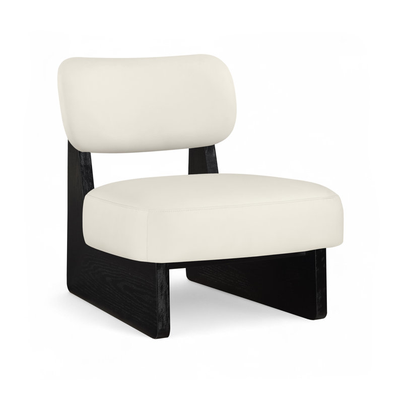 Fauteuil d'appoint en cuir Vetra Lystra, Crème végétalien en cuir, Noir