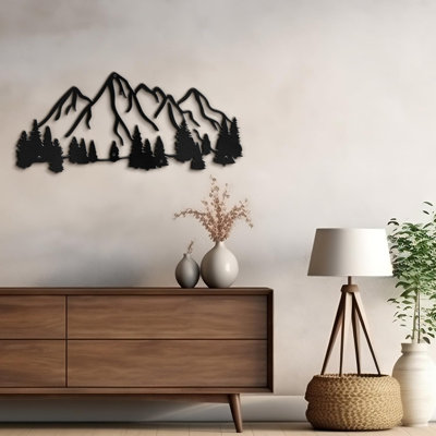 Décoration murale en métal décorative abstraite pittoresque forêt et montagne