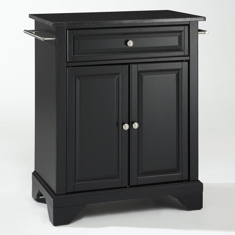 Hedon Granite Top Kitchen Cart, Black