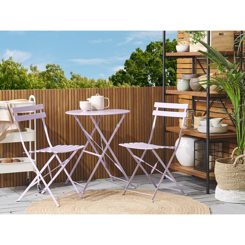 Bela 2 - Person Patio Dining Set with Round Table , Cushions Included, Purple