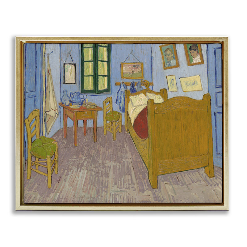 Art mural classique sur toile flottante encadrée noire de Van Gogh par one1000paintings, Cadre flottant métallique doré